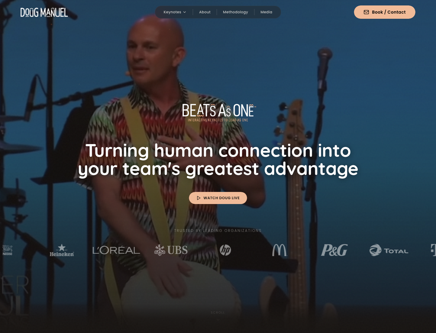 Doug Manuel website screenshot showing Beats As One positioning