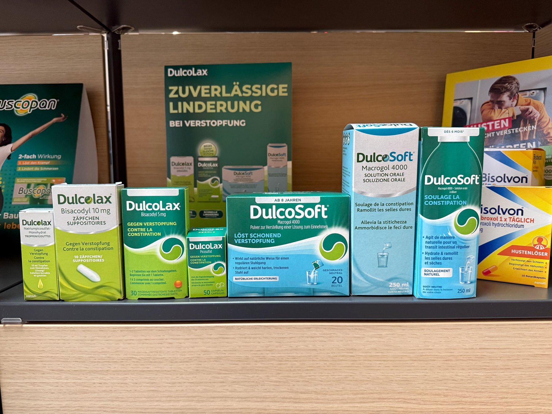 DulcoLax and DulcoSoft product shelf context