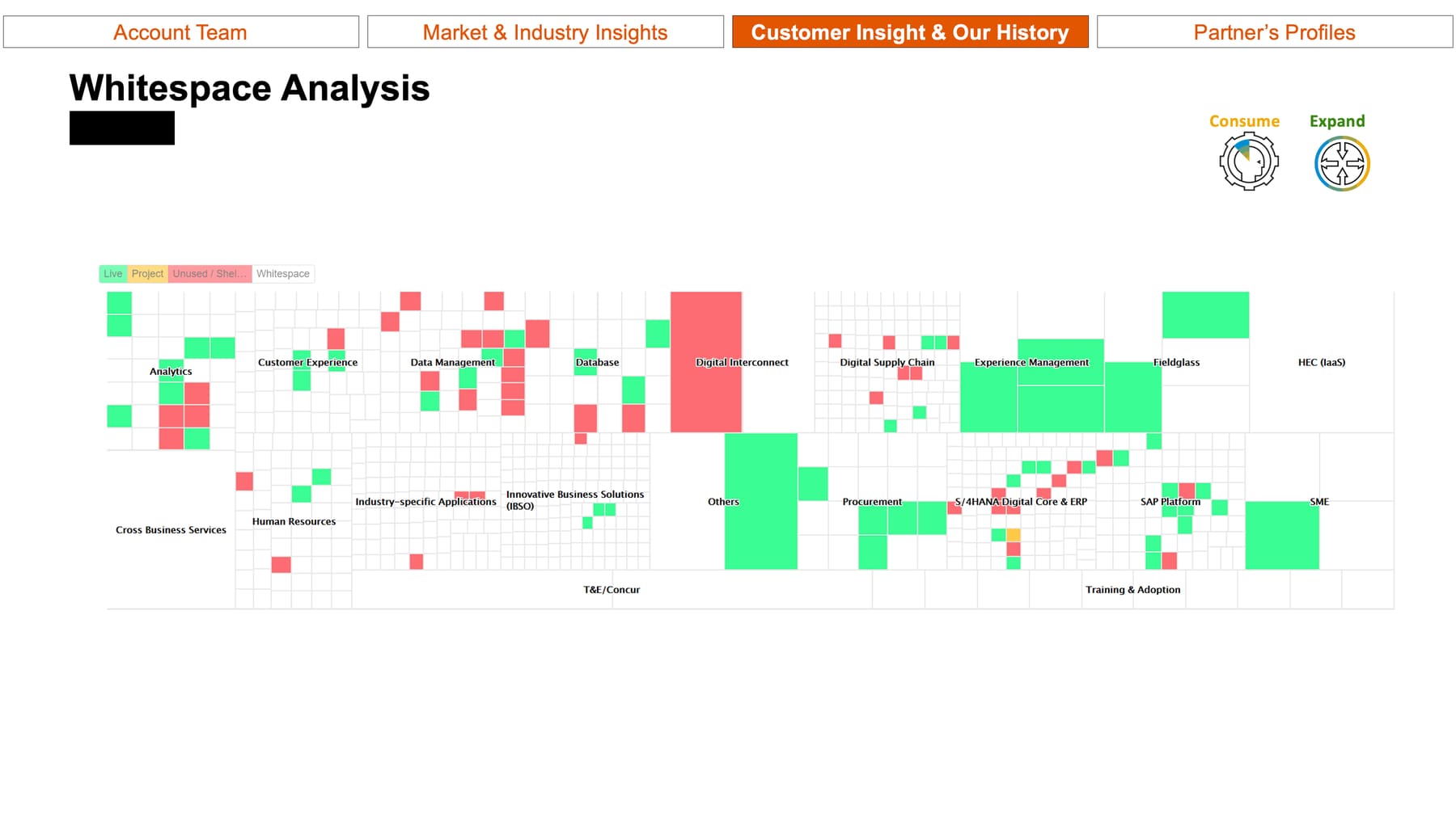 Diapositive d'analyse whitespace de QBR SAP, expurgée